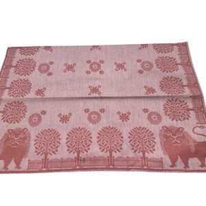Le Jacquard Francais Tea Towel AARFAC Red Cotton 31” x 23.5” Vintage France